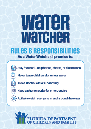 Water Watcher Rules and Responsibilities Lanyard flyer. Select to download PDF.